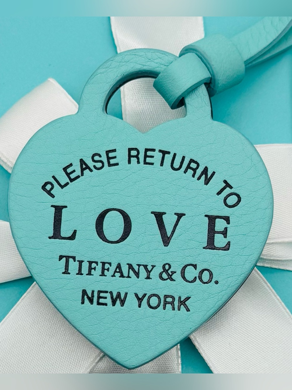 Tiffany & Co Return to Love Handbag Purse Leather Blue Charm VGUC
